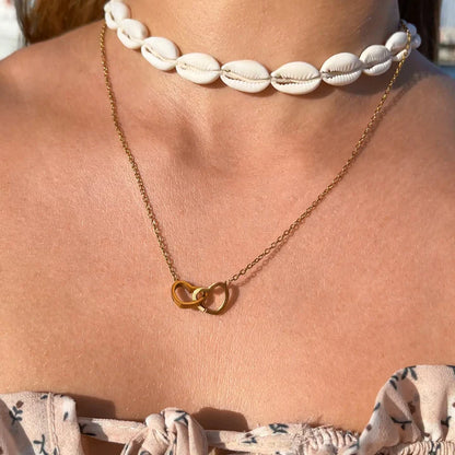 Coffret Rose Éternelle – Collier Double Cœur Gravé